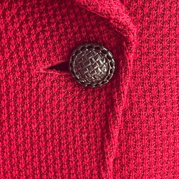 ST. JOHN Santana Red Knit One-Button Blazer Jacket Gunmetal Hardware Size 4 - Picture 5 of 11